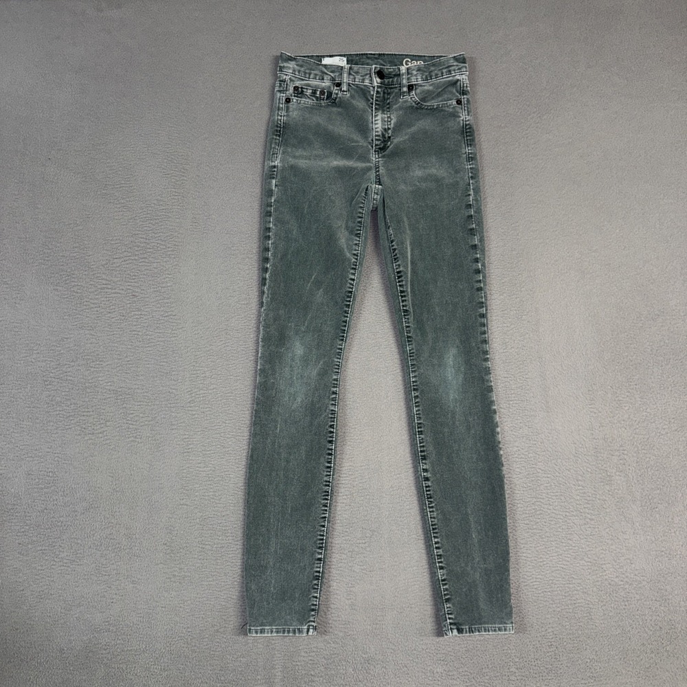 Gap Pants Womens 25 Green Gray True Skinny Modern Stretch Corduroy Cotton Blend